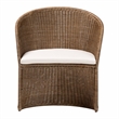 Pemberly Row Contemporary Greywashed Rattan Accent Chair with Cushion