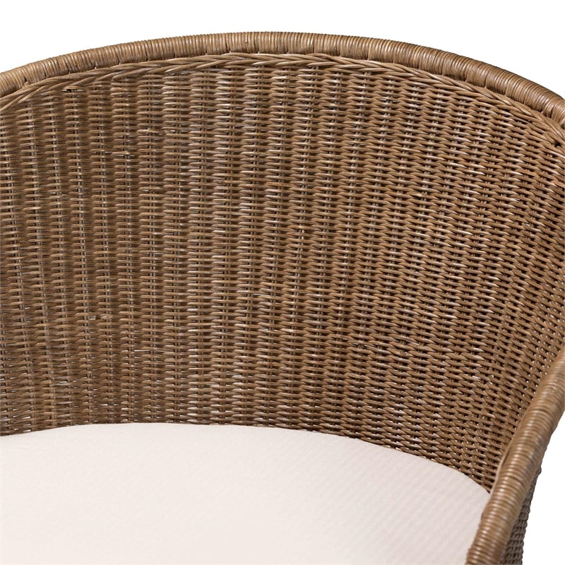 Pemberly Row Contemporary Greywashed Rattan Accent Chair with Cushion