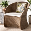 Pemberly Row Contemporary Greywashed Rattan Accent Chair with Cushion