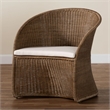 Pemberly Row Contemporary Greywashed Rattan Accent Chair with Cushion
