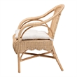 Pemberly Row Natural Rattan Scalloped Dining Chair with Cushion