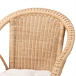 Pemberly Row Natural Rattan Scalloped Dining Chair with Cushion