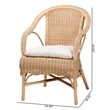 Pemberly Row Natural Rattan Scalloped Dining Chair with Cushion