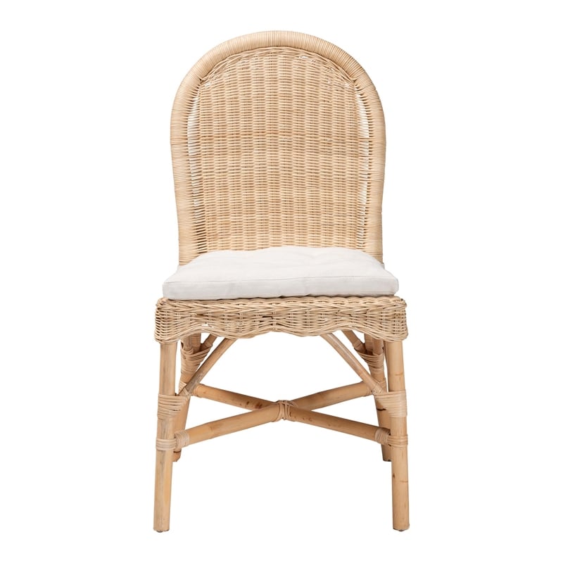 Pemberly Row Natural Rattan Dining Chair with Rounded Backrest