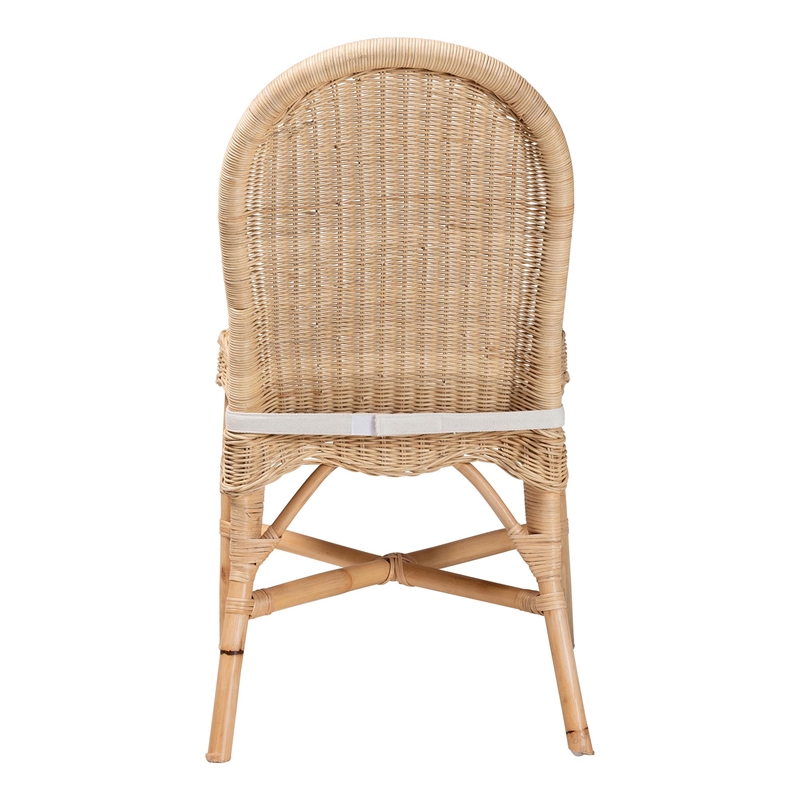 Pemberly Row Natural Rattan Dining Chair with Rounded Backrest
