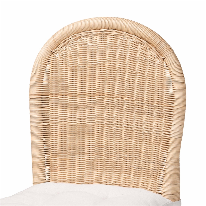 Pemberly Row Natural Rattan Dining Chair with Rounded Backrest