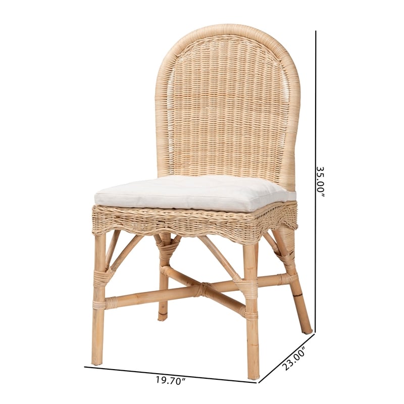 Pemberly Row Natural Rattan Dining Chair with Rounded Backrest