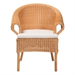 Pemberly Row Braided Honey Rattan Dining Chair with Scalloped Skirt