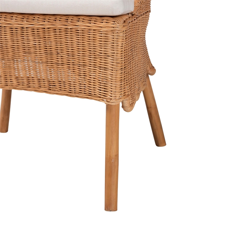 Pemberly Row Braided Honey Rattan Dining Chair with Scalloped Skirt