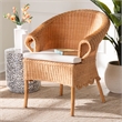Pemberly Row Braided Honey Rattan Dining Chair with Scalloped Skirt