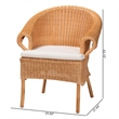 Pemberly Row Braided Honey Rattan Dining Chair with Scalloped Skirt