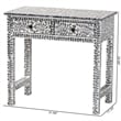 Pemberly Row Black and White Capiz Shell 2-Drawer Floral Console Table