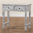 Pemberly Row Black and White Capiz Shell 2-Drawer Floral Console Table