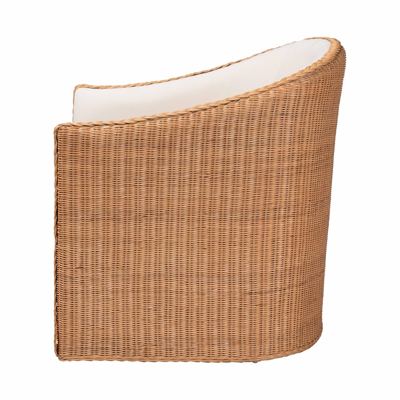 Pemberly Row Light Honey Rattan Arm Chair with Braided Detail