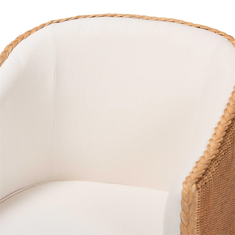 Pemberly Row Light Honey Rattan Arm Chair with Braided Detail