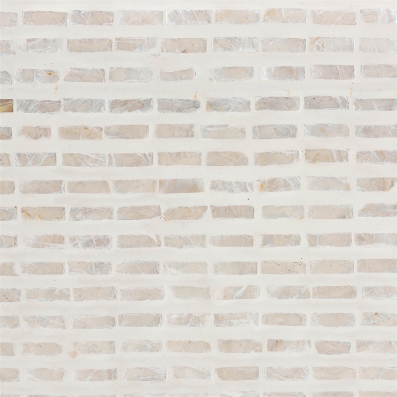 Pemberly Row Beige and White Capiz Shell Waterfall End Table