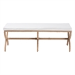 Pemberly Row Natural Seagrass Accent Bench with Hourglass Legs