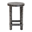 Pemberly Row Black and White Capiz Shell Round Floral End Table