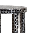 Pemberly Row Black and White Capiz Shell Round Floral End Table