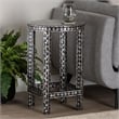 Pemberly Row Black and White Capiz Shell Round Floral End Table