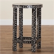 Pemberly Row Black and White Capiz Shell Round Floral End Table
