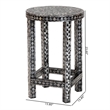 Pemberly Row Black and White Capiz Shell Round Floral End Table