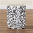 Pemberly Row Black and White Capiz Shell Round Ottoman Footstool