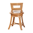 Pemberly Row Natural Rattan Swivel Counter Stool with Cushion