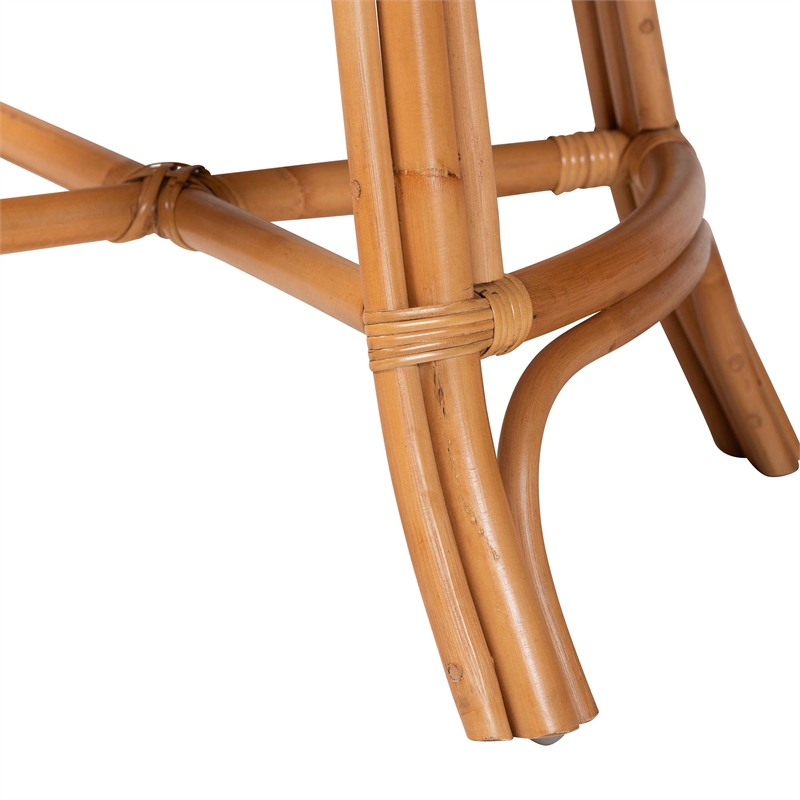 Pemberly Row Natural Rattan Swivel Counter Stool with Cushion