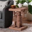 Pemberly Row Handwoven Rattan Monkey Sculptural Accent End Table