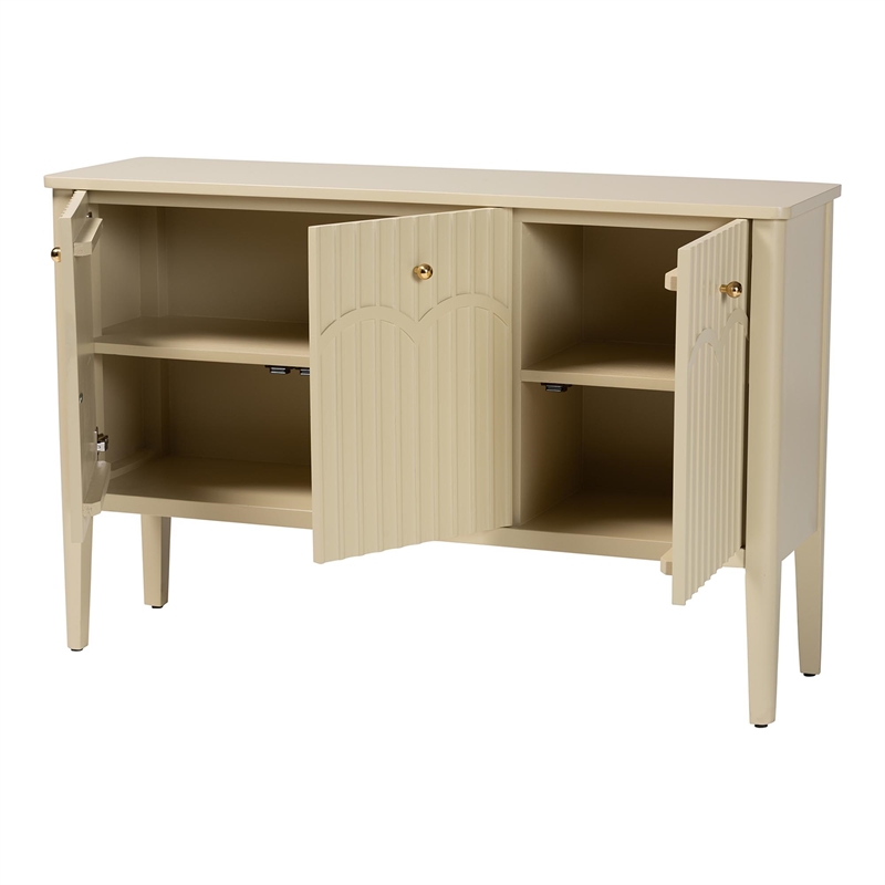 Pemberly Row Fluted Wood Modern Storage Sideboard Buffet Console