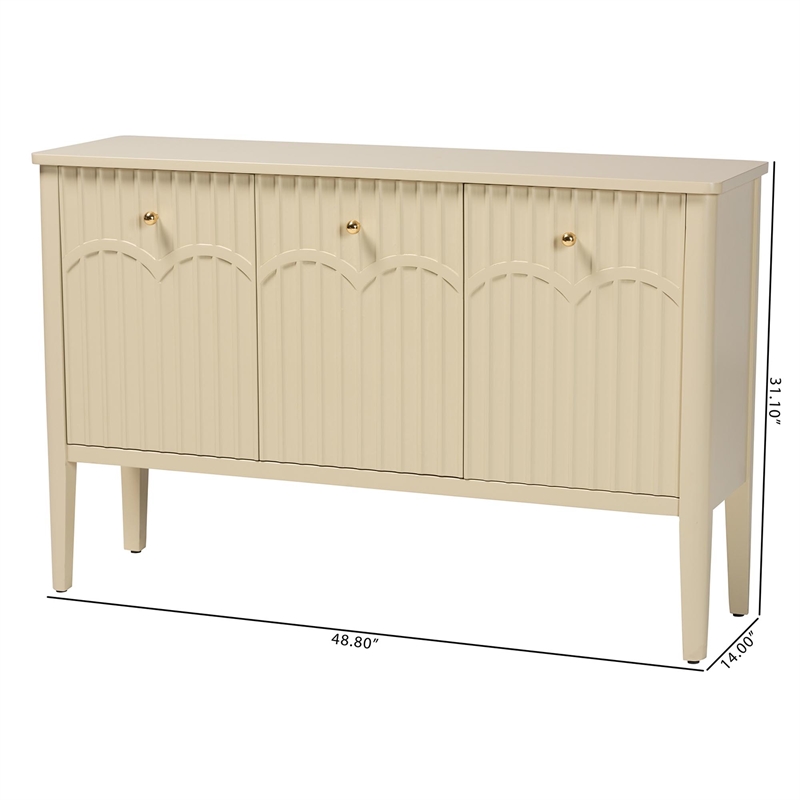 Pemberly Row Fluted Wood Modern Storage Sideboard Buffet Console