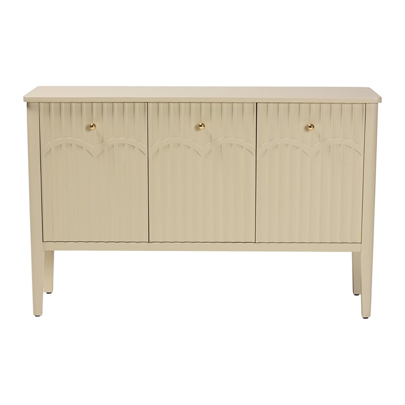 Pemberly Row Fluted Wood Modern Storage Sideboard Buffet Console