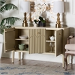 Pemberly Row Fluted Wood Modern Storage Sideboard Buffet Console
