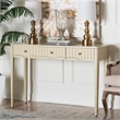 Pemberly Row Fluted Wood 3-Drawer Console Table with Open Frame
