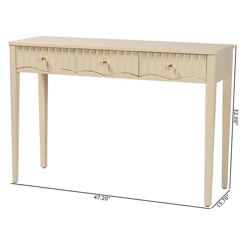 Pemberly Row Fluted Wood 3-Drawer Console Table with Open Frame