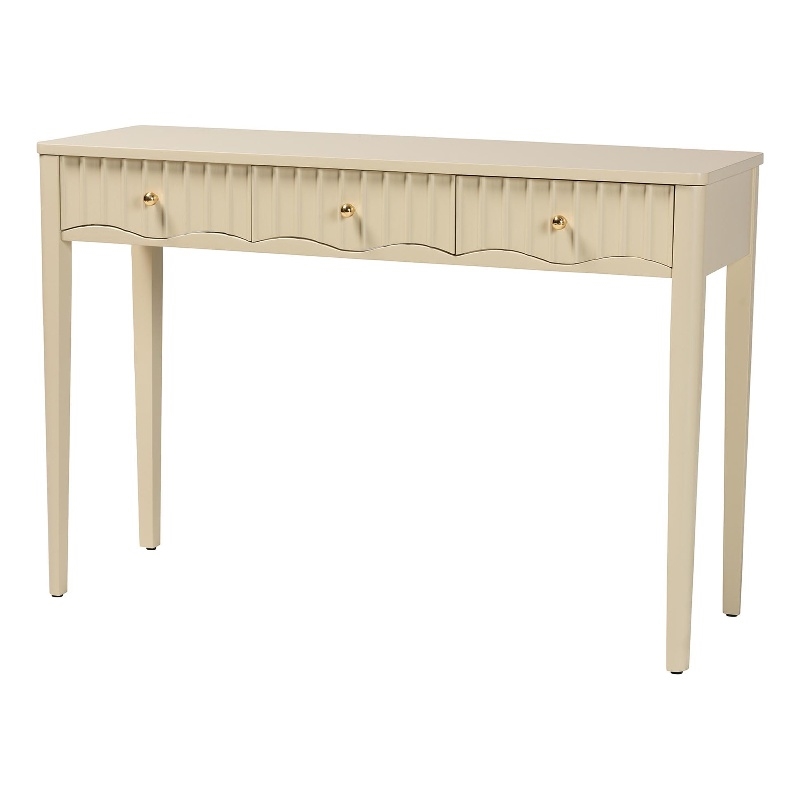Pemberly Row Fluted Wood 3-Drawer Console Table with Open Frame