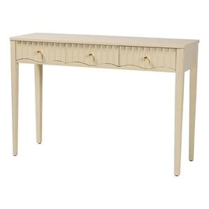 Pemberly Row Fluted Wood 3-Drawer Console Table with Open Frame