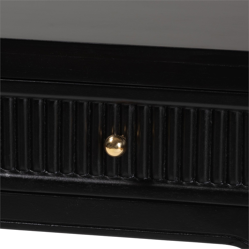 Pemberly Row Fluted Wood 3-Drawer Console Table with Round Knobs