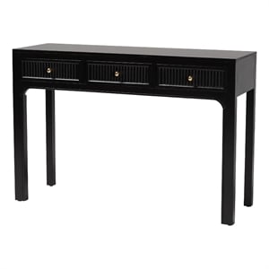 Pemberly Row Fluted Wood 3-Drawer Console Table with Round Knobs