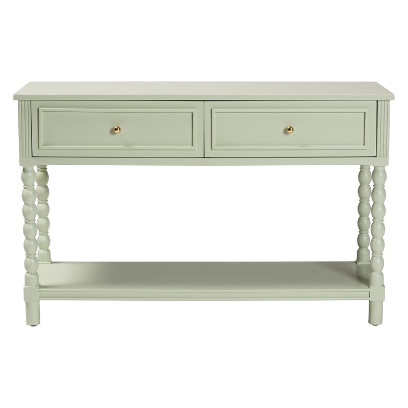 Pemberly Row Spindle Leg 2-Drawer Console Table with Open Shelf