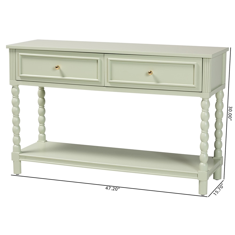 Pemberly Row Spindle Leg 2-Drawer Console Table with Open Shelf