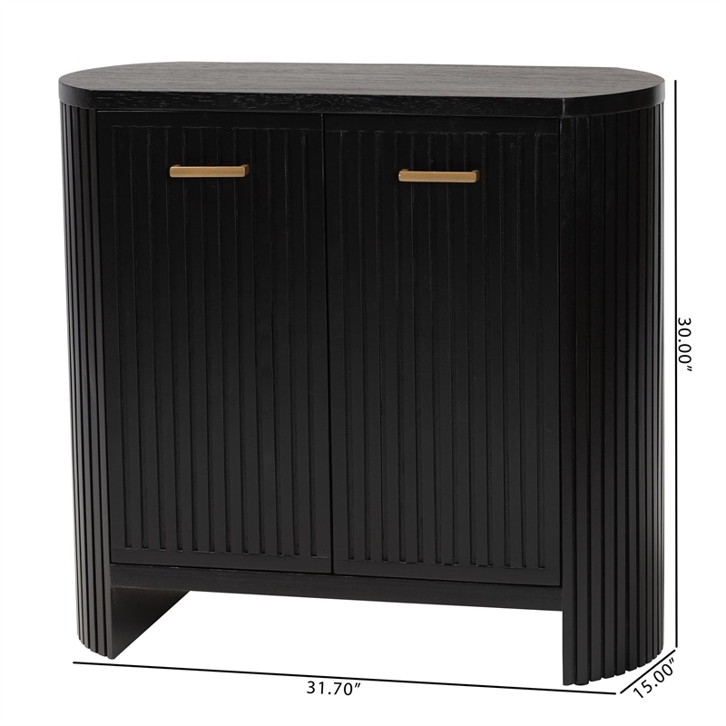 Pemberly Row Fluted Wood Oval 2-Door Storage Cabinet with Metal Handles