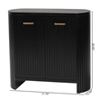 Pemberly Row Fluted Wood Oval 2-Door Storage Cabinet with Metal Handles