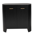 Pemberly Row Fluted Wood Oval 2-Door Storage Cabinet with Metal Handles