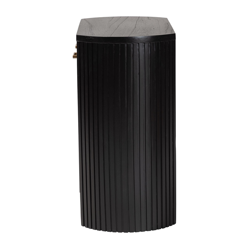 Pemberly Row Fluted Wood Oval 2-Door Storage Cabinet with Metal Handles