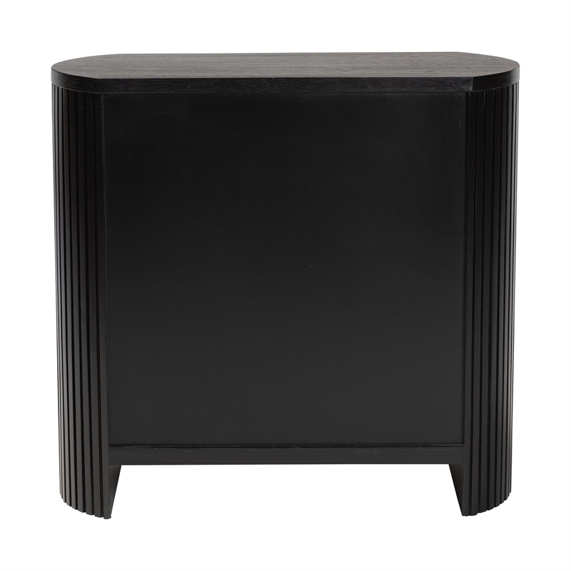 Pemberly Row Fluted Wood Oval 2-Door Storage Cabinet with Metal Handles