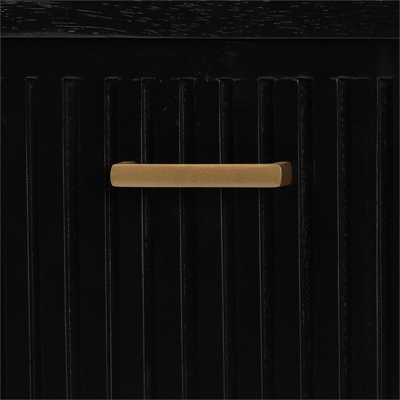 Pemberly Row Fluted Wood Oval 2-Door Storage Cabinet with Metal Handles