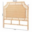 Pemberly Row Natural Rattan Queen Standalone Headboard with Open Weave