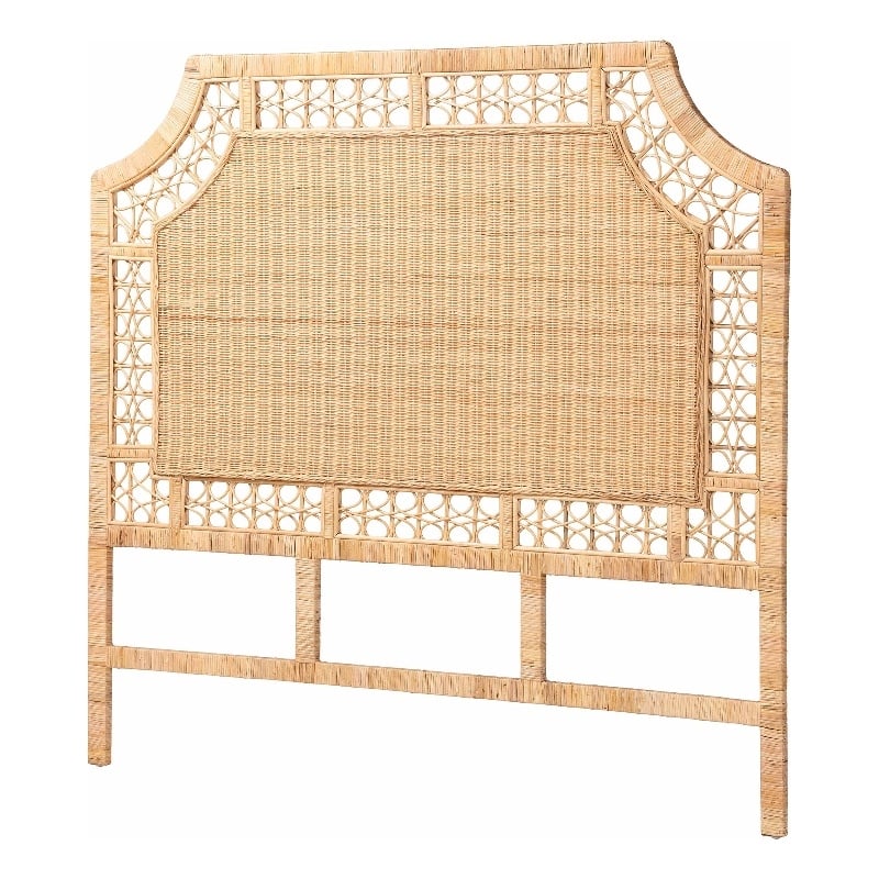 Pemberly Row Natural Rattan Queen Standalone Headboard with Open Weave